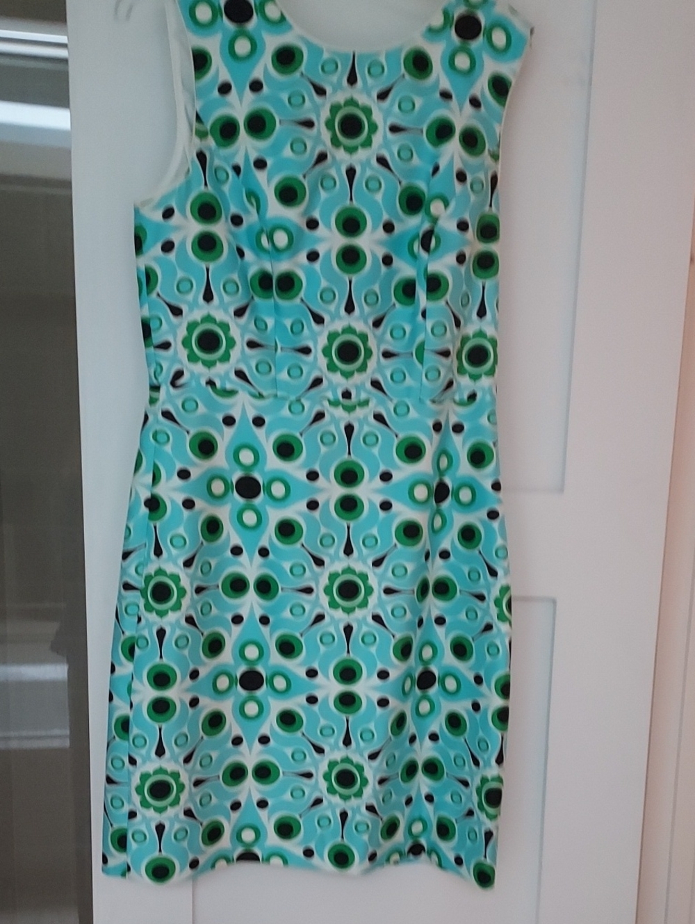 Kate Spade Sleeveless Green & Teal Patterned Sheath Dress Size 4